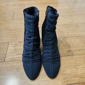 Thierry‎ Rabotin Ruched Suede Ankle Boots Womens 41 Black Italian Pointed Toe